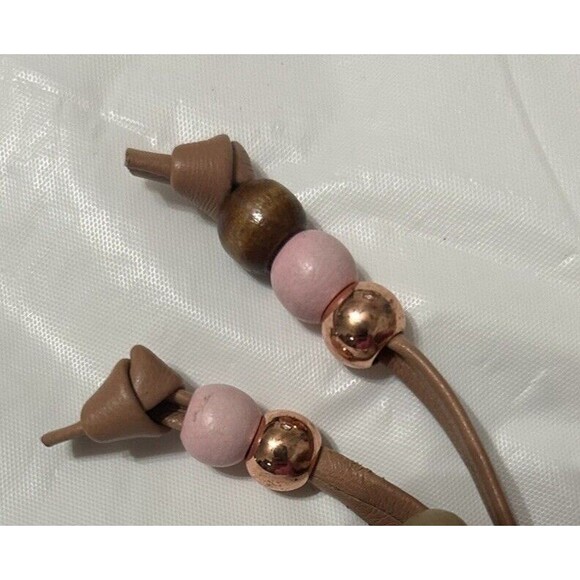 Steve Madden Jenny Blush Lace Up Thong Bead Vegan Leather Flat Sandals 7.5M - Picture 8 of 8